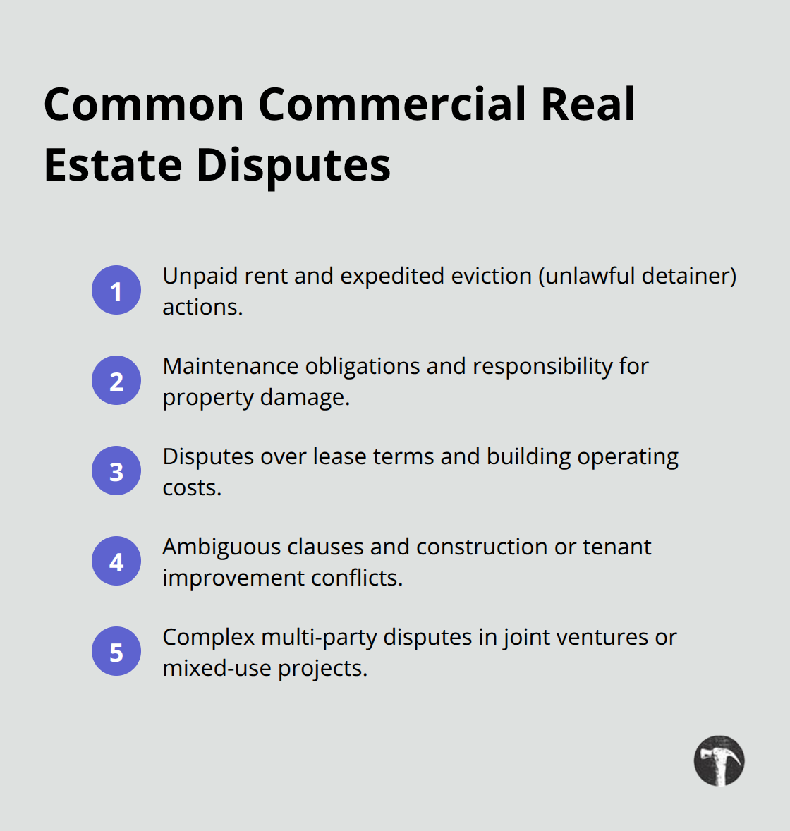 Top categories of commercial real estate disputes in Los Angeles County