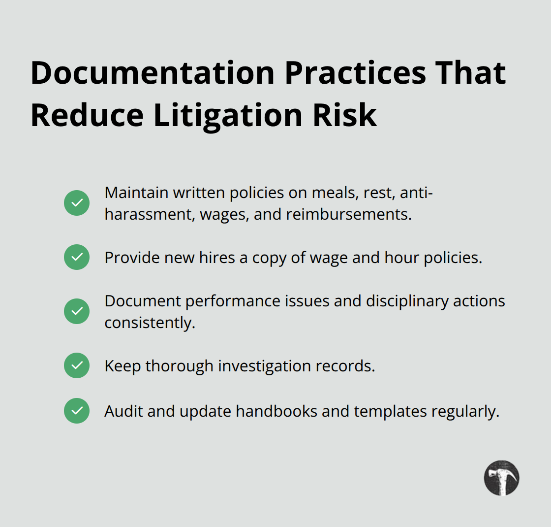 Checklist of employer documentation and compliance practices that help prevent California employment disputes. - Employment disputes California