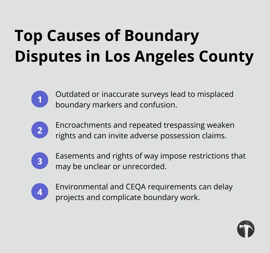 Key causes of property boundary disputes summarized for Los Angeles County homeowners