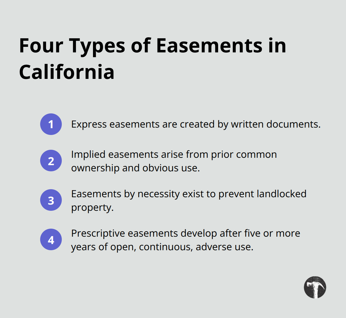 Overview of express, implied, necessity, and prescriptive easements