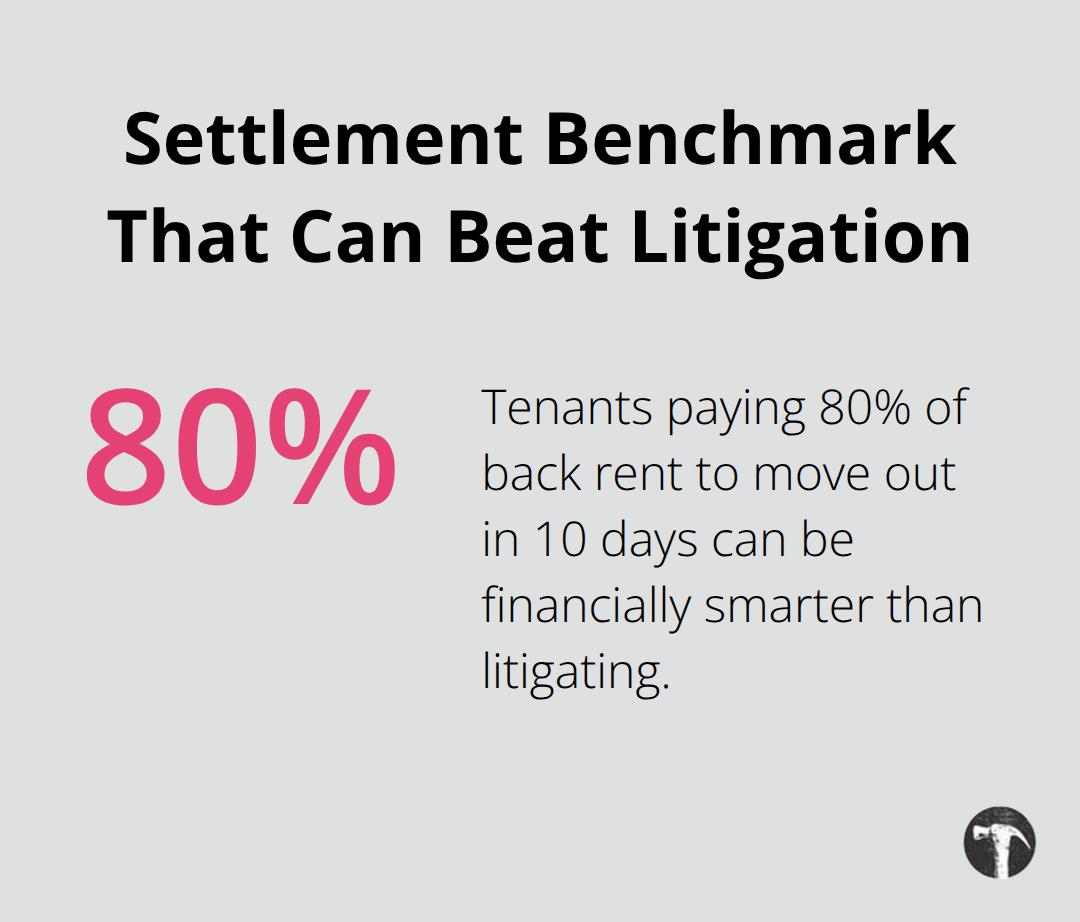 Infographic showing 80% back-rent offer as a strategic settlement point - Tenant eviction disputes