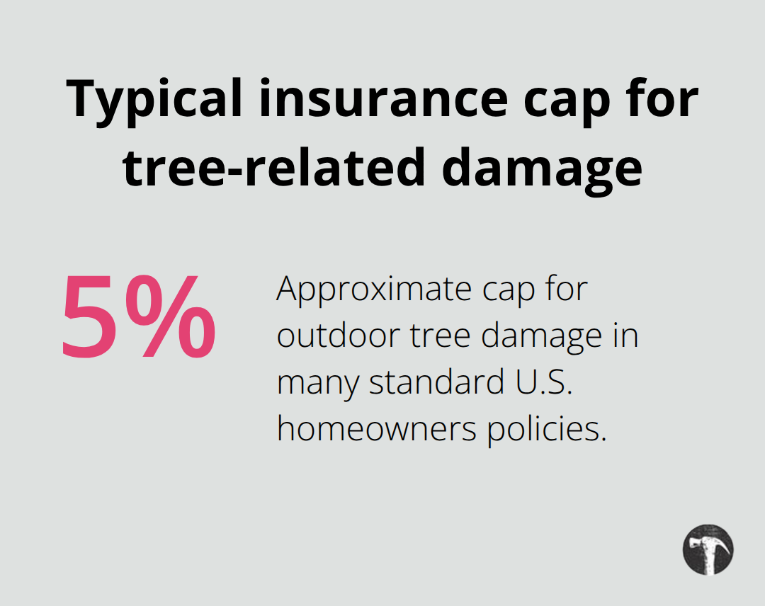 Percentage chart showing 5% cap of dwelling coverage for outdoor tree damage in many homeowners policies