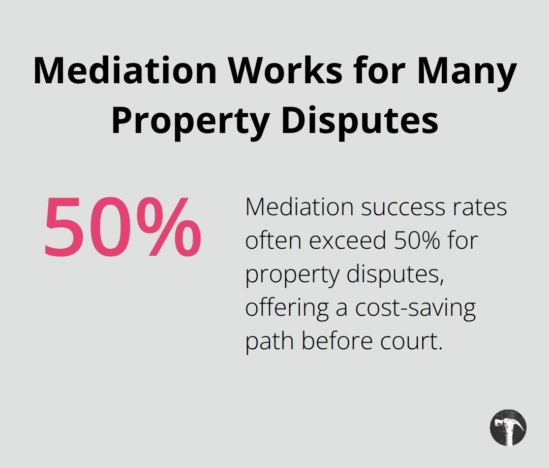 Chart highlighting that mediation often succeeds in property boundary disputes.