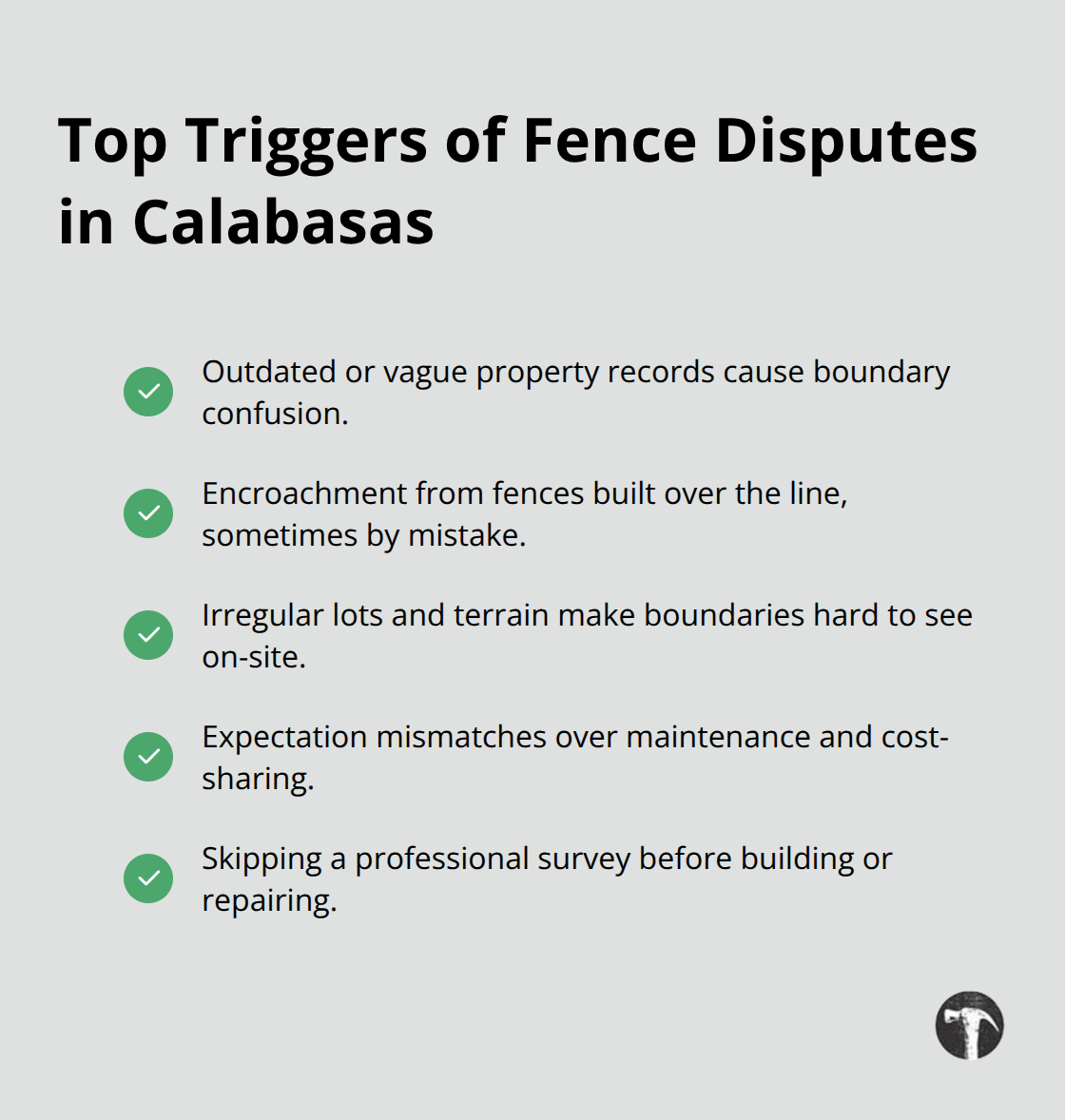 Key causes of property line fence conflicts in Los Angeles County - property line fence disputes